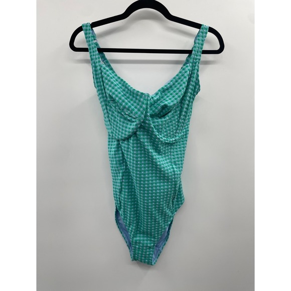 NWT Panache Swim Paloma Balcony Swimsuit Women's 32JJ Green Gingham Summer Beach
